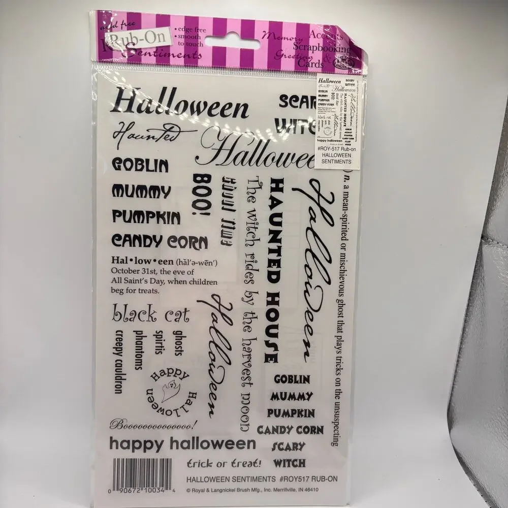 Halloween Themed Lot of Rub On Transfers Letters Ghosts Witches Journal Crafts